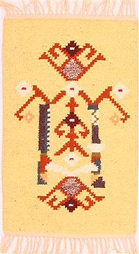 Russia Kilim Brown Rectangle 1x2 ft Wool Carpet 22886
