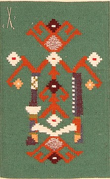 Russia Kilim Green Rectangle 1x2 ft Wool Carpet 22890