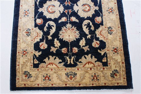 Pishavar Blue Runner Hand Knotted 29 X 910 Area Rug 250-22901 Image 4