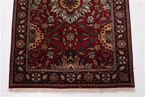Agra Red Runner Hand Knotted 27 X 97 Area Rug 250-22904 Image 4