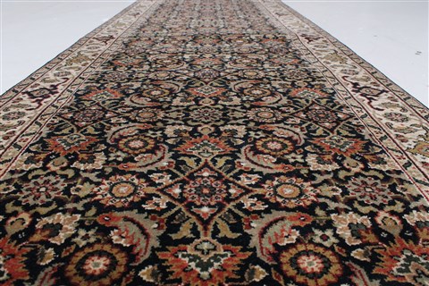Herati Black Runner Hand Knotted 27 X 103 Area Rug 250-22914 Image 12
