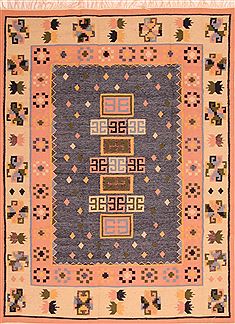 Romania Kilim Purple Rectangle 7x9 ft Wool Carpet 22931