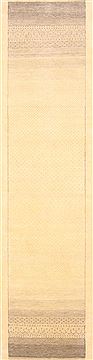 Indian Gabbeh Beige Runner 10 to 12 ft Wool Carpet 22954