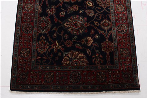 Tabriz Blue Runner Hand Knotted 27 X 100 Area Rug 250-22958 Image 3