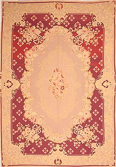 Persian Aubusson Brown Rectangle 9x12 ft Wool Carpet 22963