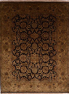 Indian Jaipur Green Rectangle 9x12 ft Wool Carpet 22967