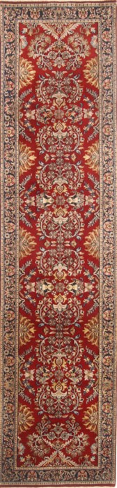 Sarouk Red Runner Hand Knotted 26 X 100 Area Rug 250-22974 Image 0