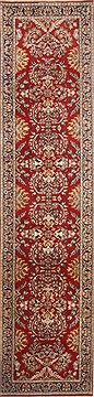 Indian sarouk Red Runner 10 to 12 ft Wool Carpet 22974