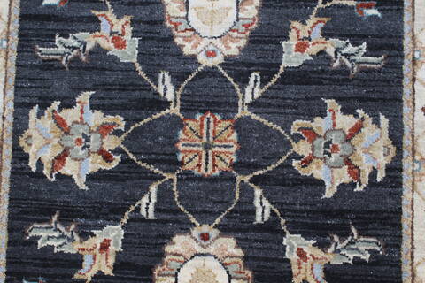 Ziegler Black Runner Hand Knotted 27 X 103  Area Rug 250-22975 Image 3