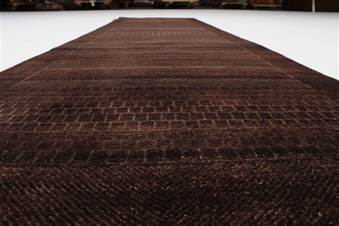 Gabbeh Brown Runner Hand Knotted 27 X 911 Area Rug 250-22979 Image 11