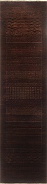 Gabbeh Brown Runner Hand Knotted 2'7" X 9'11"  Area Rug 250-22979