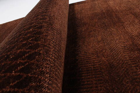 Modern Brown Runner Hand Knotted 29 X 100  Area Rug 250-22980 Image 7