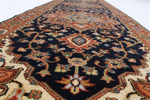 Serapi Blue Runner Hand Knotted 27 X 100 Area Rug 250-22983 Image 1