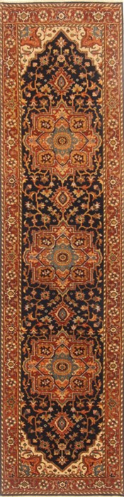 Serapi Blue Runner Hand Knotted 27 X 100 Area Rug 250-22983 Image 0