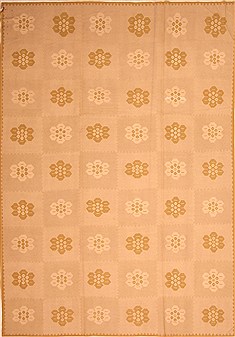 Romania Kilim Beige Rectangle 9x12 ft Wool Carpet 22986