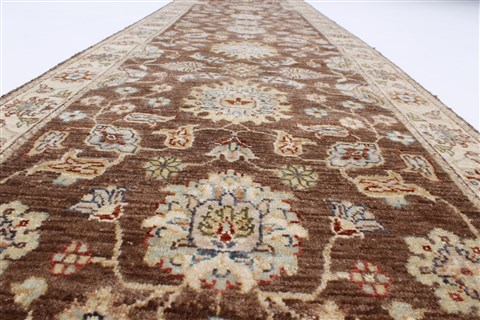 Ziegler Brown Runner Hand Knotted 25 X 104 Area Rug 250-22987 Image 1