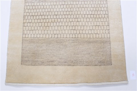 Gabbeh Beige Runner Hand Knotted 25 X 99 Area Rug 250-22990 Image 2