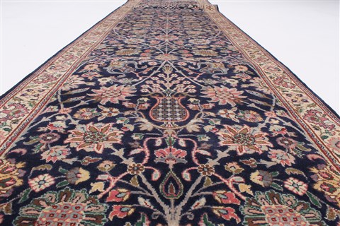 Tabriz Blue Runner Hand Knotted 27 X 107 Area Rug 250-22992 Image 13