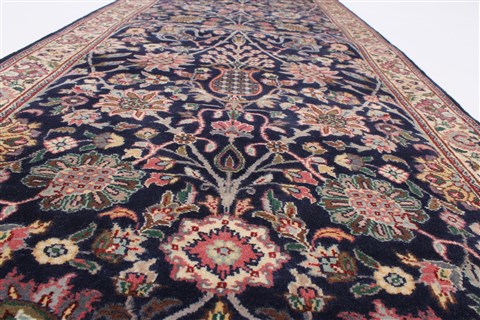 Tabriz Blue Runner Hand Knotted 27 X 107 Area Rug 250-22992 Image 1