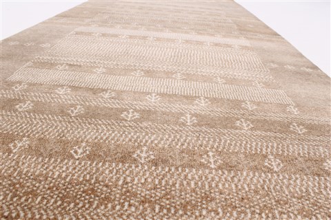 Gabbeh Beige Runner Hand Knotted 27 X 99 Area Rug 250-22995 Image 1