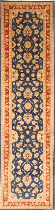 Chobi Blue Runner Hand Knotted 28 X 911 Area Rug 250-22997 Image 0