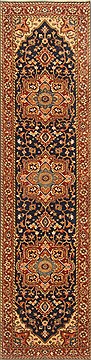Serapi Blue Runner Hand Knotted 2'7" X 9'9"  Area Rug 250-23001