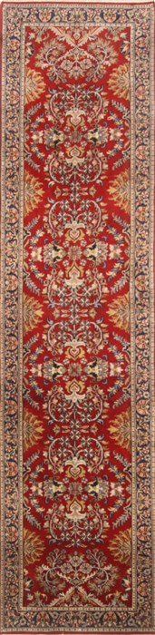 Kashan Red Runner Hand Knotted 26 X 101 Area Rug 250-23010 Image 0