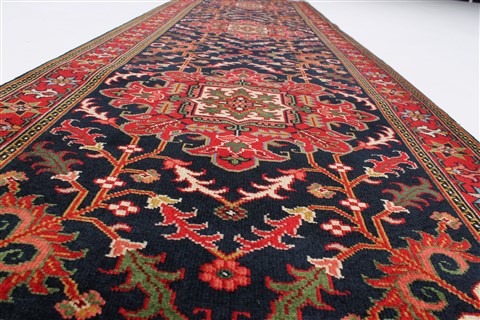 Heriz Black Runner Hand Knotted 28 X 910  Area Rug 250-23012 Image 1