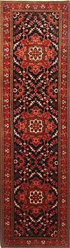 Indian Heriz Black Runner 10 to 12 ft Wool Carpet 23012