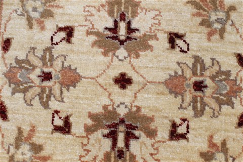 Chobi Beige Runner Hand Knotted 26 X 98  Area Rug 250-23017 Image 2