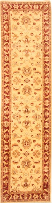 Chobi Beige Runner Hand Knotted 26 X 98  Area Rug 250-23017 Image 0