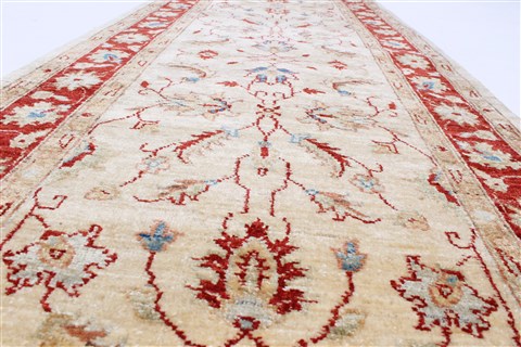Pishavar Beige Runner Hand Knotted 29 X 107  Area Rug 250-23026 Image 11