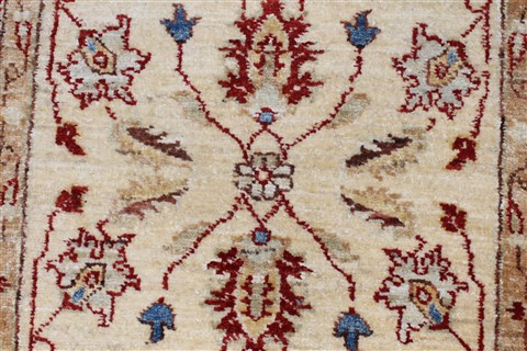Pishavar Beige Runner Hand Knotted 29 X 107  Area Rug 250-23026 Image 2