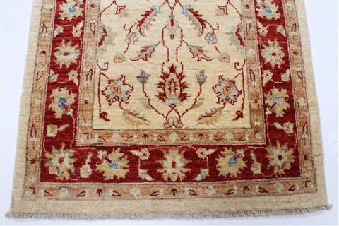 Pishavar Beige Runner Hand Knotted 29 X 107  Area Rug 250-23026 Image 3