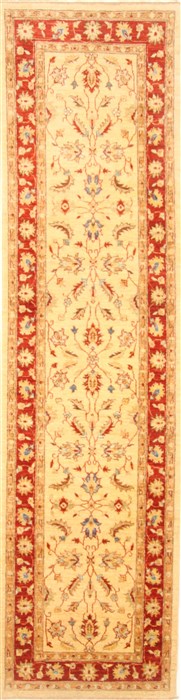 Pishavar Beige Runner Hand Knotted 29 X 107  Area Rug 250-23026 Image 0