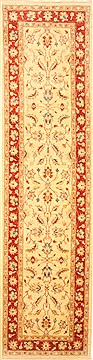 Pishavar Beige Runner Hand Knotted 2'9" X 10'7"  Area Rug 250-23026