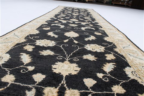 Chobi Black Runner Hand Knotted 27 X 100 Area Rug 250-23032 Image 2