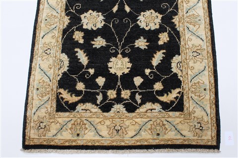 Chobi Black Runner Hand Knotted 27 X 100 Area Rug 250-23032 Image 5