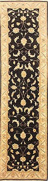 Pakistani Chobi Black Runner 10 to 12 ft Wool Carpet 23032