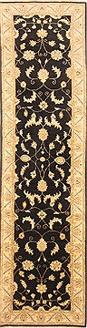 Pakistani Chobi Black Runner 10 to 12 ft Wool Carpet 23032