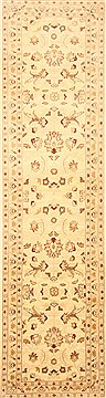 Pakistani Chobi Beige Runner 10 to 12 ft Wool Carpet 23034