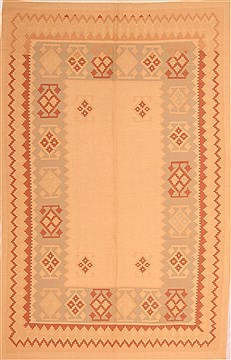 Kilim Brown Flat Woven 5'6" X 8'9"  Area Rug 100-23041