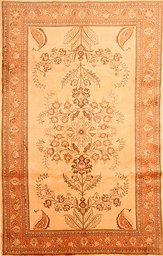 Persian sarouk Brown Rectangle 7x10 ft Wool Carpet 23054