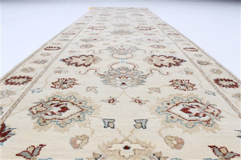 Ziegler Beige Runner Hand Knotted 27 X 104 Area Rug 250-23058 Image 1