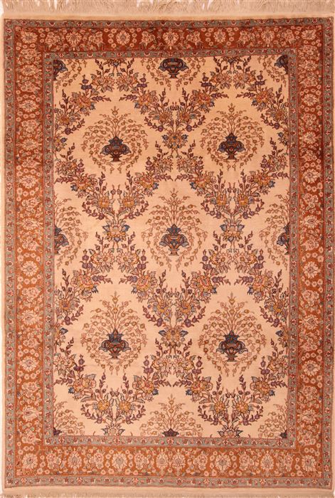 Kashmar Beige Hand Knotted 69 X 98 Area Rug 100-23060 Image 0