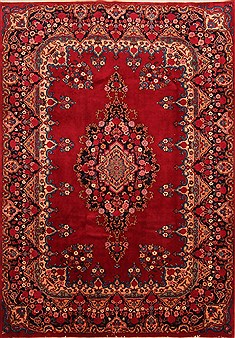 Yazd Red Hand Knotted 6'7" X 9'6"  Area Rug 100-23070