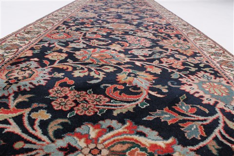 Kashan Blue Runner Hand Knotted 29 X 910 Area Rug 250-23081 Image 2