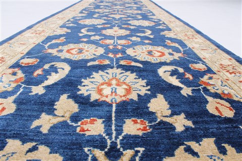 Pishavar Blue Runner Hand Knotted 29 X 910 Area Rug 250-23085 Image 9