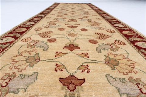 Pishavar Beige Runner Hand Knotted 28 X 97  Area Rug 250-23101 Image 12