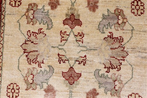 Pishavar Beige Runner Hand Knotted 28 X 97  Area Rug 250-23101 Image 3